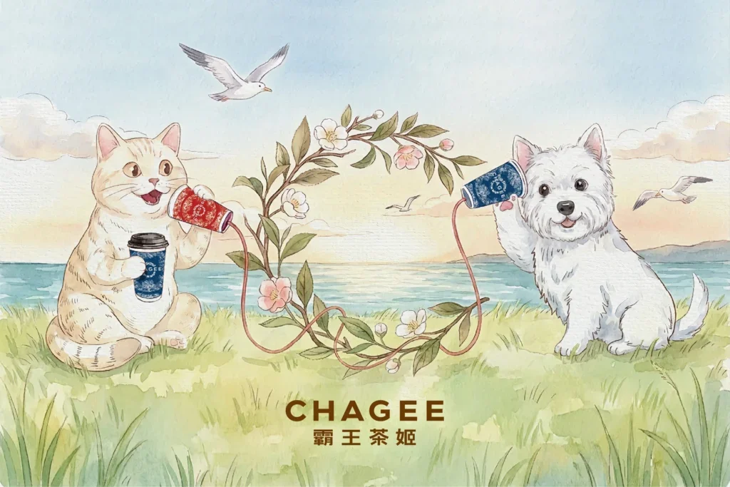 霸王茶姬暖冬爱心计划插画